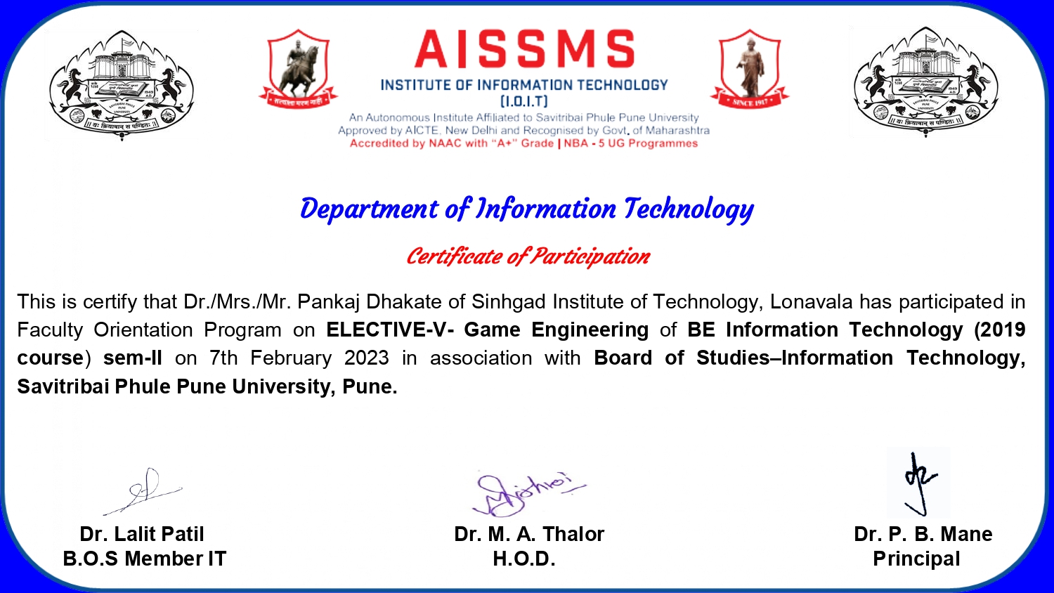 FDP Certificate